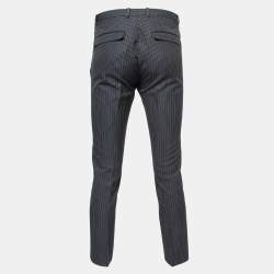 Pre Owned Gucci Navy Blue Striped Linen Blend Tailored Trousers S