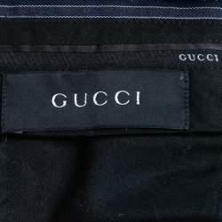 Pre Owned Gucci Navy Blue Striped Linen Blend Tailored Trousers S