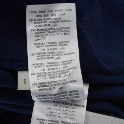 Pre Owned Gucci Navy Blue Bee Embroidered Cotton Gucci Animalium Polo T-Shirt S
