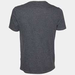 Pre Owned Gucci Grey Rope Logo Printed Cotton Knit Roundneck T-Shirt M