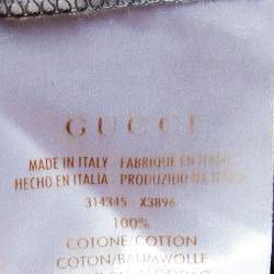 Pre Owned Gucci Grey Rope Logo Printed Cotton Knit Roundneck T-Shirt M