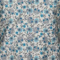 Pre Owned Gucci Beige Floral Printed Cotton Slim Fit Shirt M