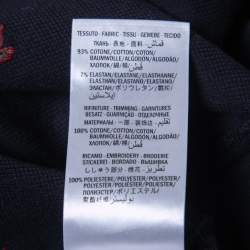 Pre Owned Gucci Navy Blue Bee Embroidered Cotton Pique Polo T-Shirt L