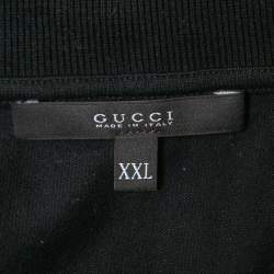 Pre Owned Gucci Black Cotton Web Detail Short Sleeve Polo T-Shirt XXL