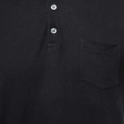 Pre Owned Gucci Black Cotton Web Detail Short Sleeve Polo T-Shirt XXL