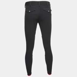 Gucci Black Cotton Logo Side Stripe Detailed Tapered Pants S