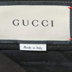 Gucci Black Cotton Logo Side Stripe Detailed Tapered Pants S