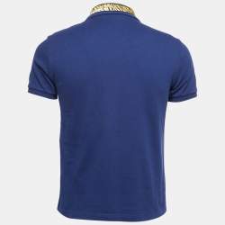 Gucci Navy Blue Cotton Tiger Embroidered Polo T-Shirt S