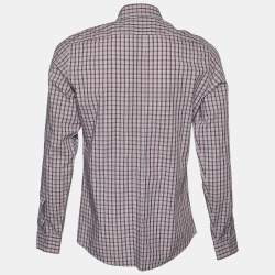 Gucci Brown/Green Checked Cotton Slim Fit Long Sleeve Shirt M