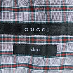 Gucci Brown/Green Checked Cotton Slim Fit Long Sleeve Shirt M