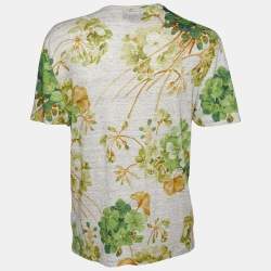 Gucci Beige Flora Printed Linen Roundneck T-Shirt L