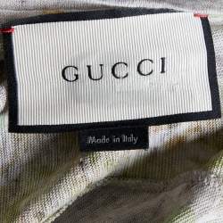 Gucci Beige Flora Printed Linen Roundneck T-Shirt L