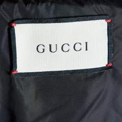 Gucci Black Sateen Lyre Patch Hooded Jacket L