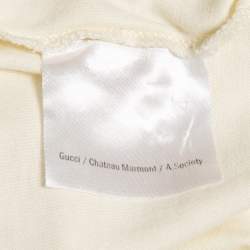 Pre Owned Gucci Cream Printed Cotton Crew Neck Half Sleeve T-Shirt S