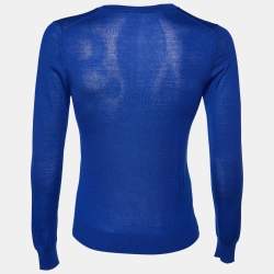 Gucci Blue Cashmere V-Neck Cardigan S