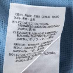 Pre Owned Gucci Blue Cotton Pique WebTrimmed Polo T-shirt M