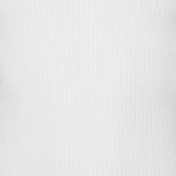 Pre Owned Gucci Cream Wool Rib Knit High Neck Sweater M