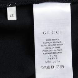 Gucci Black Vintage Logo Print Cotton Distressed Oversize T-Shirt XS