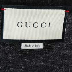 Gucci Black Vintage Logo Print Cotton Distressed Oversize T-Shirt XS