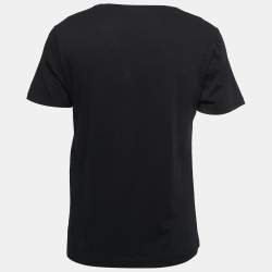 Gucci Black Vintage Logo Print Cotton Distressed Oversize T-Shirt XS