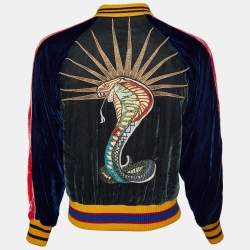 Pre Owned Gucci Green Velvet Embroidery Detail Bomber Jacket S