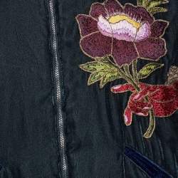 Pre Owned Gucci Green Velvet Embroidery Detail Bomber Jacket S