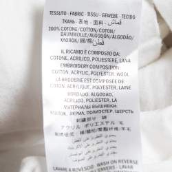 Pre Owned Gucci White Embroidered Cotton Knit Crew Neck T-Shirt XS