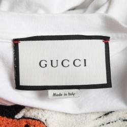 Pre Owned Gucci White Embroidered Cotton Knit Crew Neck T-Shirt XS