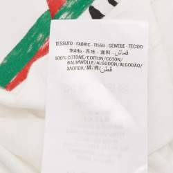 Pre Owned Gucci White Printed Cotton Crew Neck Half Sleeve T-Shirt M