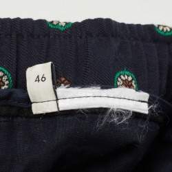 Pre Owned Gucci Navy Blue Patterned Cotton Trousers S