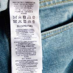 Pre Owned Gucci Blue Denim Kick Flare Logo Patch Jeans N Waist 33" 