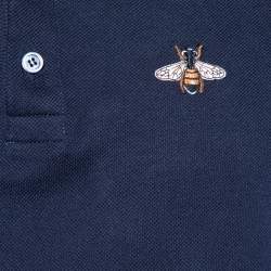 Pre Owned Gucci Navy Blue Contrast Trim Pique Cotton Polo T-Shirt M