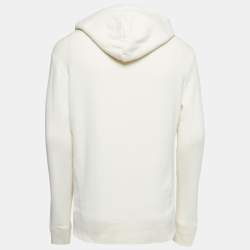 Pre Owned Gucci Cream Logo Print Cotton Hoodie S