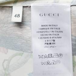 Gucci Multicolor Birds of Prey Print Silk Satin Button Front Half Sleeve Bowling Shirt M