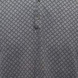 Pre Owned Gucci Navy Blue Patterned Cotton Polo T-Shirt 3XL
