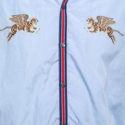 Gucci Blue Tiger Embroidered Button Front Half Sleeve Bowling Shirt M