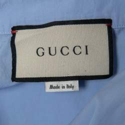 Gucci Blue Tiger Embroidered Button Front Half Sleeve Bowling Shirt M