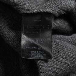 Gucci Grey Wool Web Stripe Detail Zip Front Sweater M  