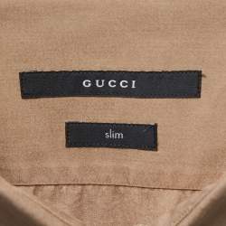 Gucci Dark Beige Cotton Button Front Slim Fit Shirt 3XL