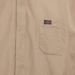 Gucci Dark Beige Cotton Button Front Slim Fit Shirt 3XL