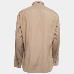 Gucci Dark Beige Cotton Button Front Slim Fit Shirt 3XL