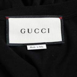 Pre Owned Gucci Black Logo Printed Cotton Knit T-Shirt XL