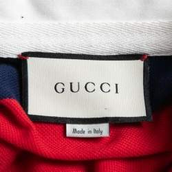 Gucci Multicolor Striped Cotton Knit Contrast Collar Detail Long Sleeve t-Shirt XL