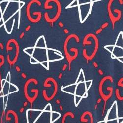 Pre Owned Gucci Navy Blue Ghost Print Cotton Crew Neck Sweatshirt XL