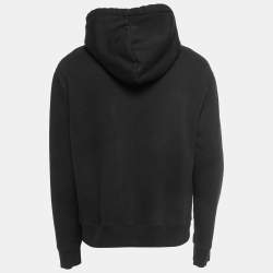Pre Owned Gucci Black Embroidered Cotton Knit Hoodie XL