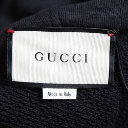 Gucci Black Tiger Printed Cotton Knit Hooded Zip Front Jacket XL