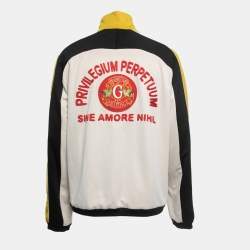Gucci Color Block Cotton Knit Logo Embroidered Jacket XXL
