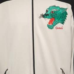 Gucci Color Block Cotton Knit Logo Embroidered Jacket XXL