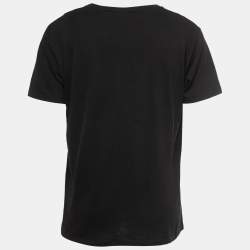 Gucci Black Logo Print Cotton Crew Neck T-Shirt M