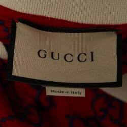 Gucci Red Logo Embroidered Cotton Pique Polo T-Shirt 3XL